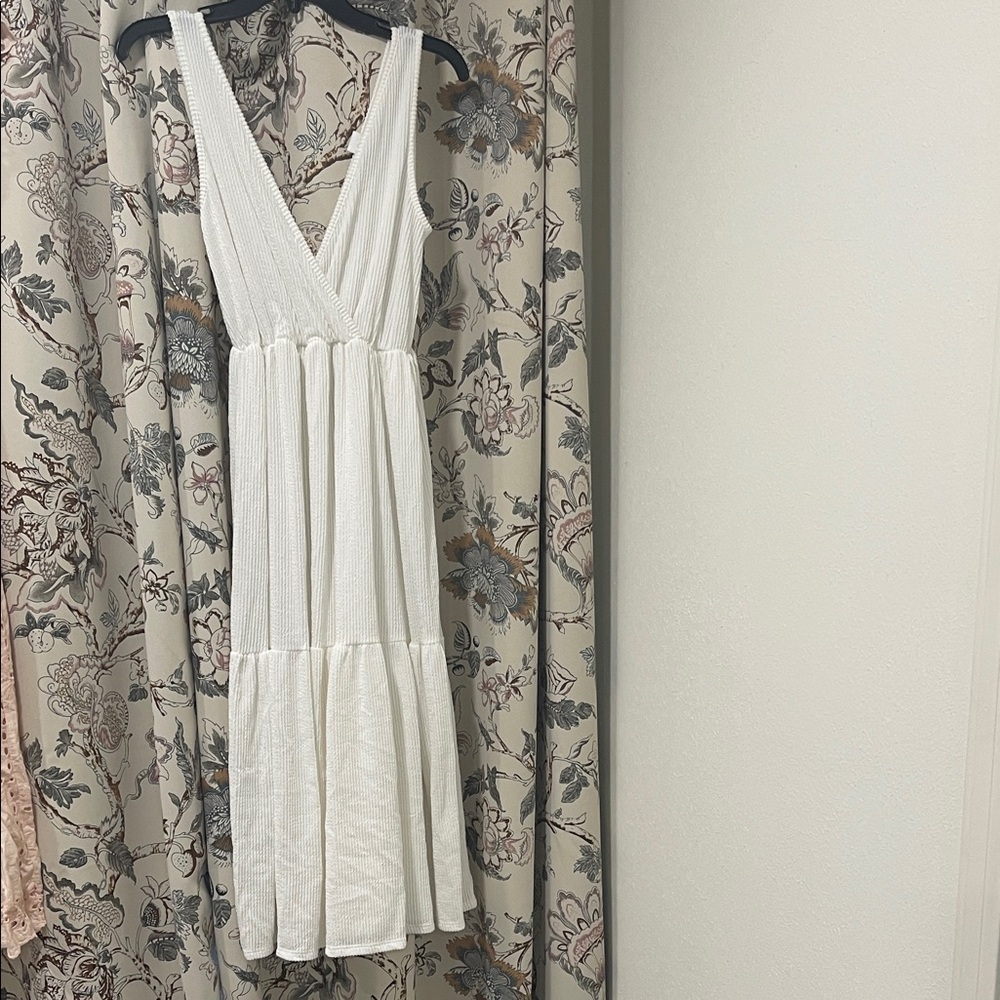 Caution To The Wind White Midi Dresse